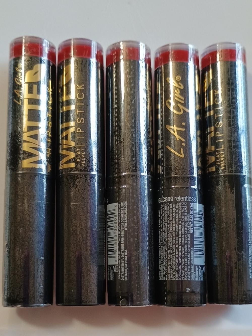 5 x LA Girl Matte Velvet Lipstick GLC809 Relentless